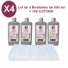 4 Diss'Ongles ACETONE 4X 500ML + 100 carrés de cellulose
