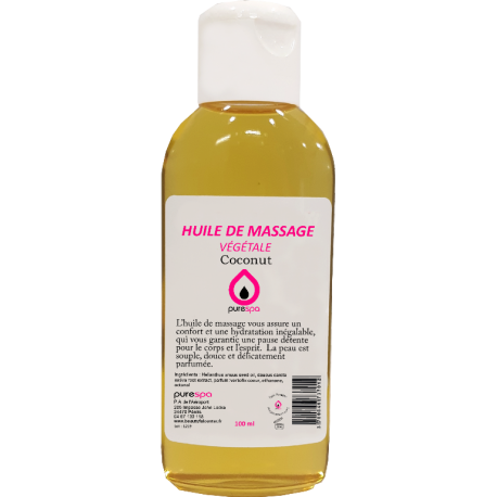 Huile de massage 100% végétale parfumée NOIX DE COCO
