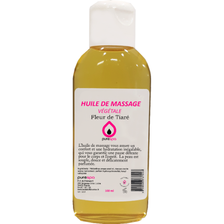 Huile de massage 100% végétale parfumée à la FLEUR DE TIARE