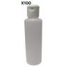 Lot de 100 Flacons PEHD transparent vide de 125 ml, avec capsule réductrice, spécial huile de massage, gel hydroalcoolique