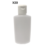 Lot de 20 Flacons PEHD transparent vide de 100 ml, avec capsule réductrice, gel hydroalcoolique, huile de massage...