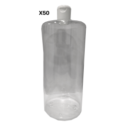 Lot de 50 Flacons PETG Crystal vide de 1000 ml, avec capsule réductrice, spécial huile de massage, soin du corps et soin visage