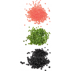 Perles de cire à épiler pelable couleur mixte : Noir, Vert et Rose , épilation sans bande - 3 sachets de 1000gr, soit 3 KG