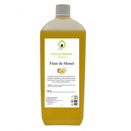 Huile de massage à la Fleur de monoï  1 Litre PURESPA  / Livraison Gratuite & Rapide