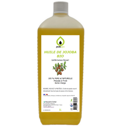 HUILE DE JOJOBA BIO 1 Litre - 100% Pure et Naturelle, Pressée à froid & Extra Vierge ,Certifié Cosmos d’Ecocert